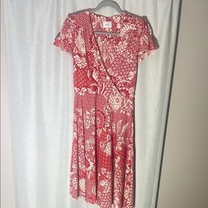 ECI Red and White Floral Midi Dress